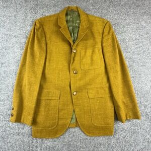 Vintage Martinelli Blazer Sport Coat Mens 40 Yellow Tweed 3 Button Patch Pocket